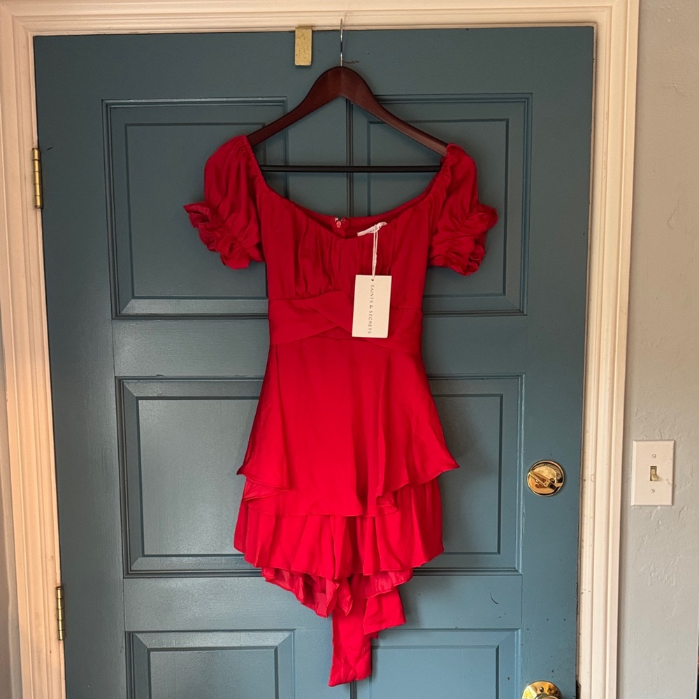 SAINTS + SECRETS OFF THE SHOULDER DRESS